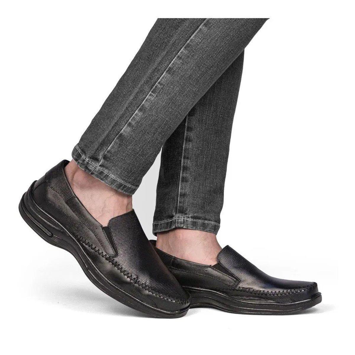 Sapato Masculino Mocassim Silva\u0026amp;amp;silva Couro Preto 4021 Macio - Preto  | Netshoes